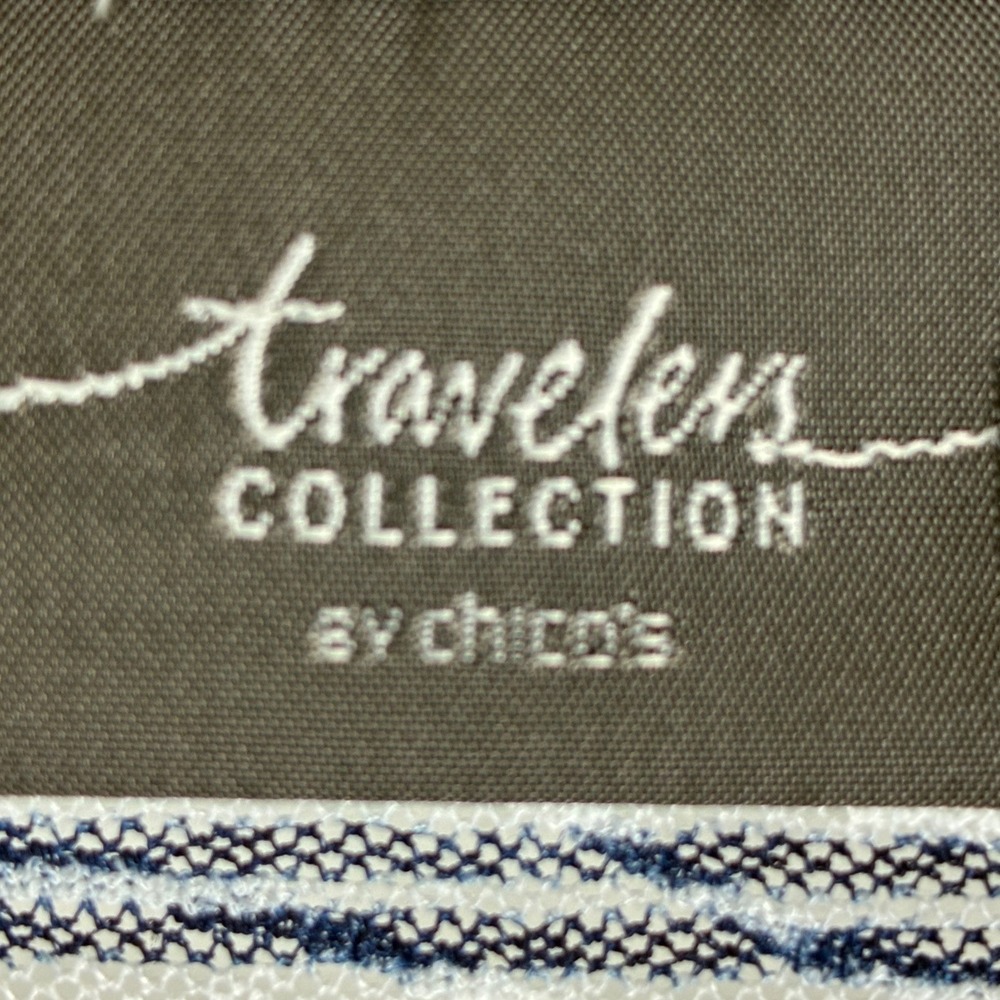 Chico's Travelers Collection Semi Sheer Mesh Striped Tunic Shirt Side Slits (L) - Picture 7 of 10